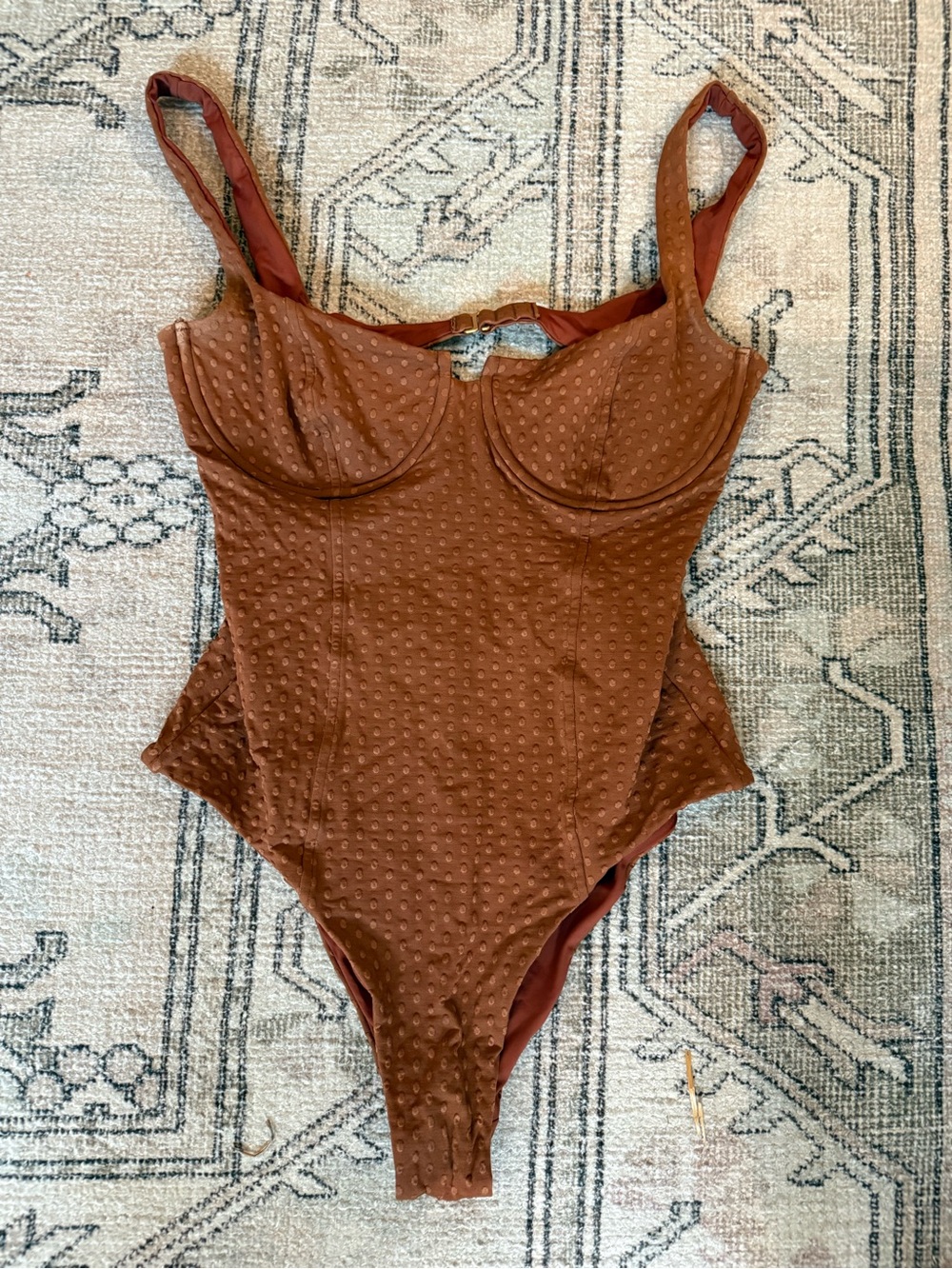 l*space Brown Textured Bandeau Bodysuit